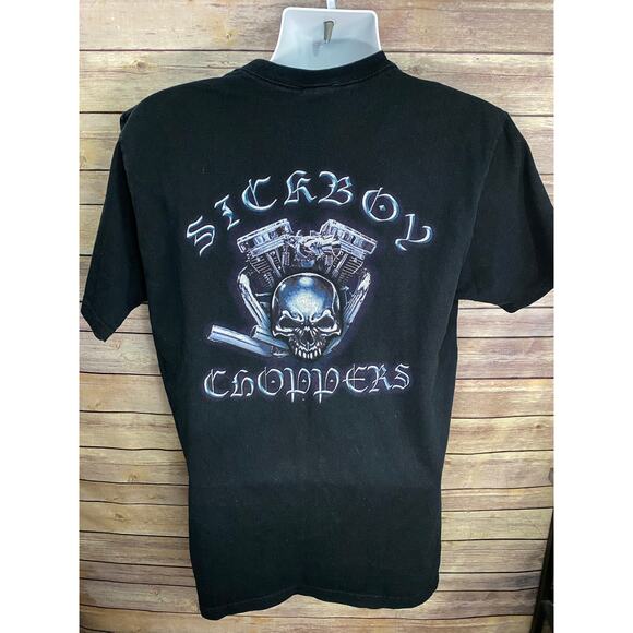 Sick Boy Choppers T-Shirt Size Large Black Short Sleeve Skull Graphic Tee - Picture 1 of 9
